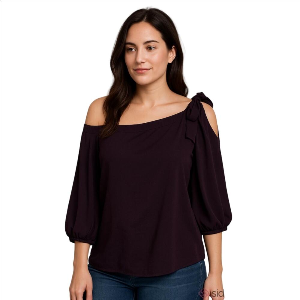 Banana Republic Aubergine Off Shoulder Blouse Top Size M Petite